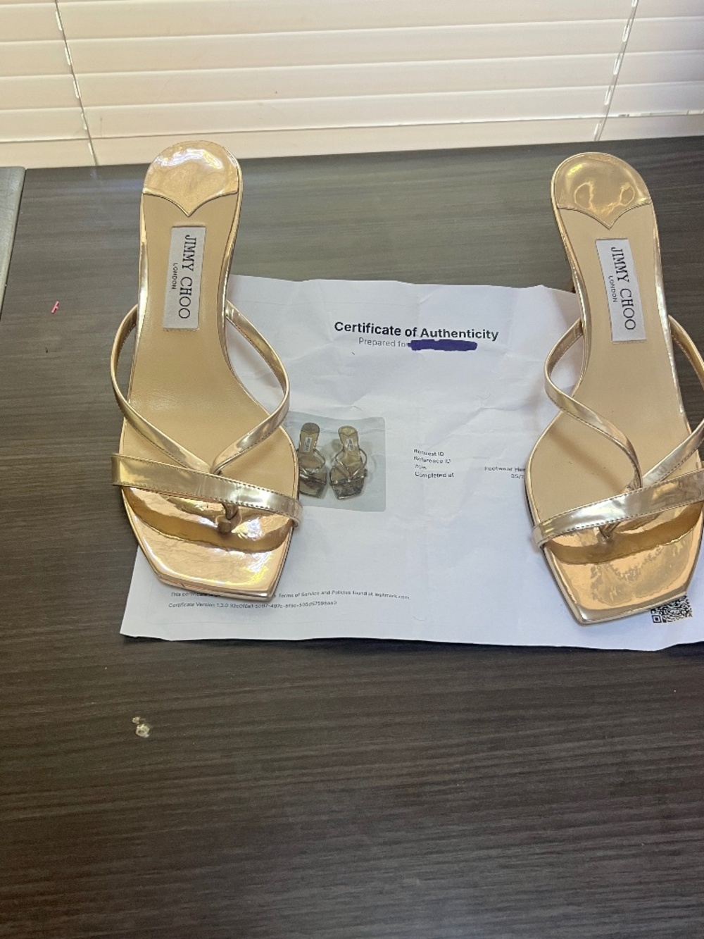 COA Size 40 Women's Jimmy Choo Maelie 70 metallic leather thong sandals
